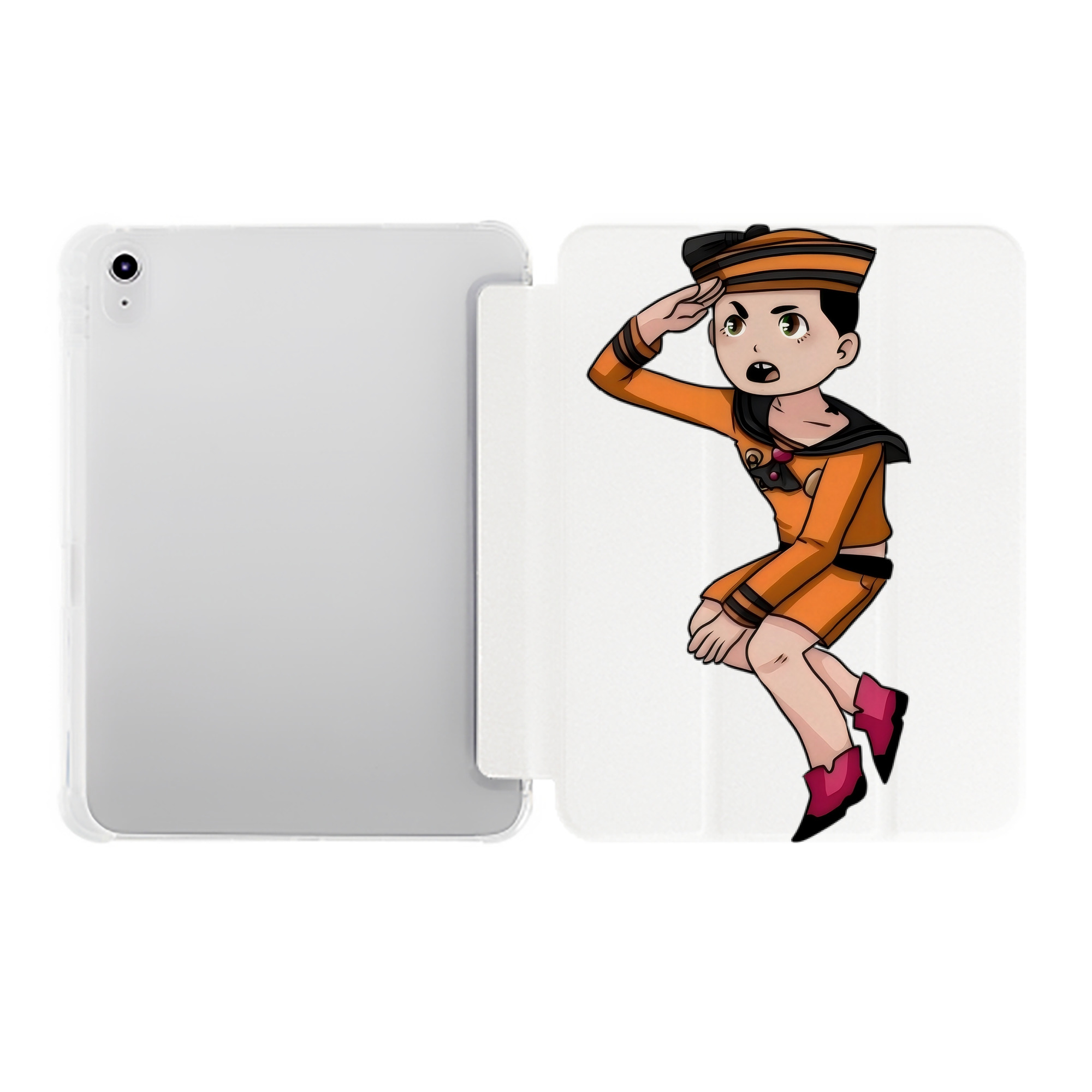 （画像用） ジョジョの奇妙な冒険 東方定助 JoJo's Bizarre Adventure Higashikata Josuke IPad ケース ペン収納付き 三つ折りスタンド PUレザー×シリコン 対応機種9.5/10.5/10.9インチ